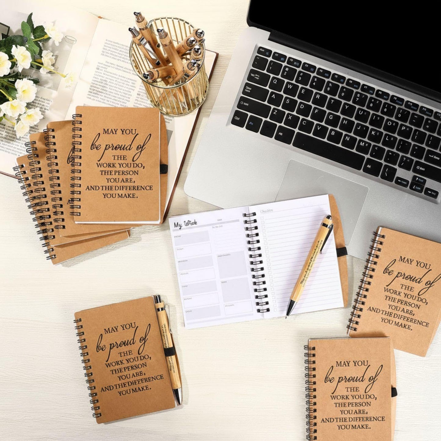 Tellingyou 60 Pcs Employee Appreciation Gifts Bulk Inspirational Spiral Notebooks 2026-2027 Planner Pocket Notepads with Motivational Pens Thank You Gifts for Cna Nurse Teacher Coworker Volunteer