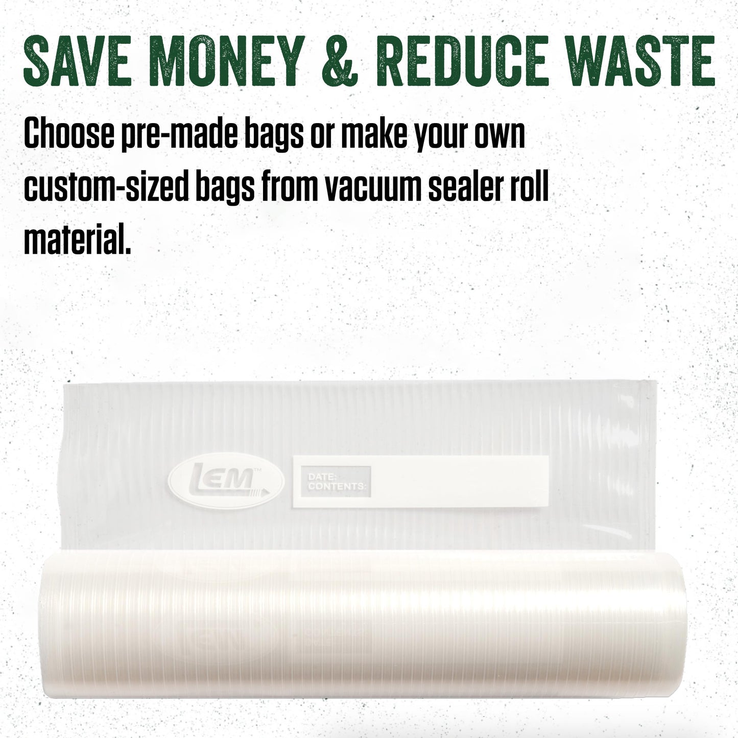LEM Products MaxVac Combo Pack of Vacuum Sealer Bags and Rolls, Compatible with Major Vacuum Sealer Brands