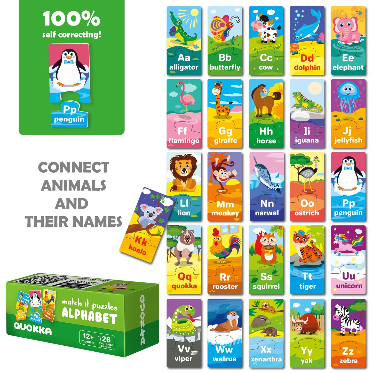 Quokka 5X MEGASET Puzzles for Toddlers 3-5 - Matching Games for Kids Ages 2-4 - Numbers Animals Opposites ABC Learning - Toddlers 1-3 Year Old - Boy and Girl Educational Toy Activities