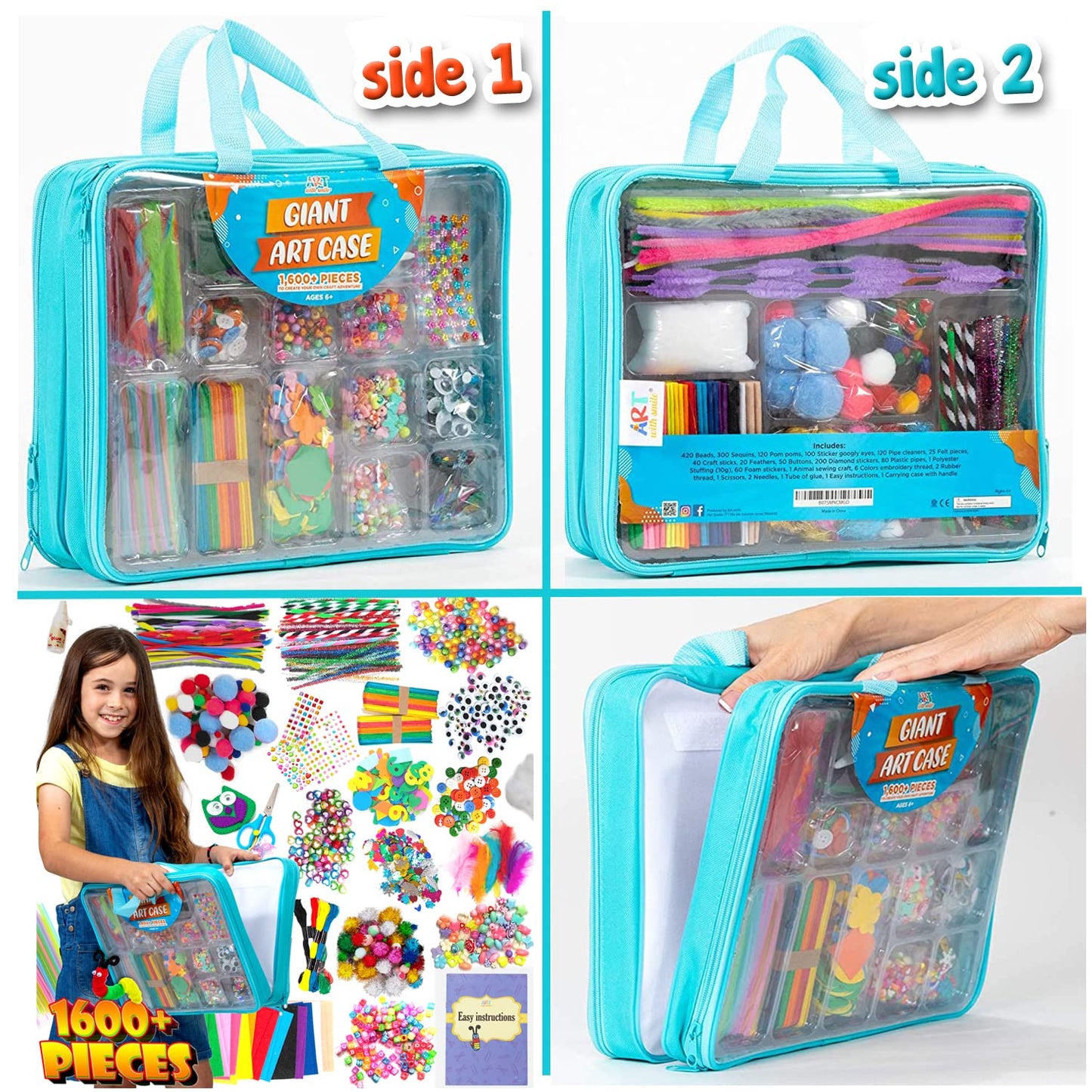 Arts and Crafts Supplies for Kid - 1600+Pcs Craft Kits for Kids - DIY School Craft Project for Kids Age 6 7 8-12 Gifts for Girls and Boys Crafts for Girls Ages 8-12 Arts Activities