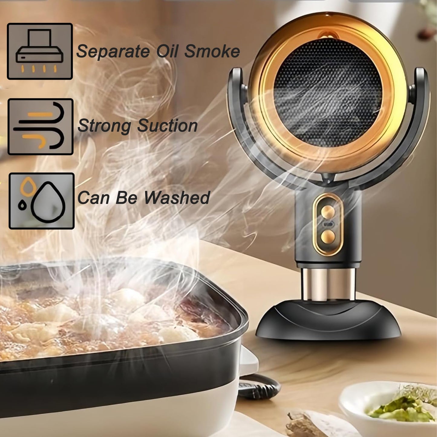PuffHide Purifer & Smoke Away Purifier Fan Filter Portable Black Gold Adjustable Angle Puff-Hide PurifierFan,Tabletop SmokePurifier Filters for Removes Smoke(Plug-ln)