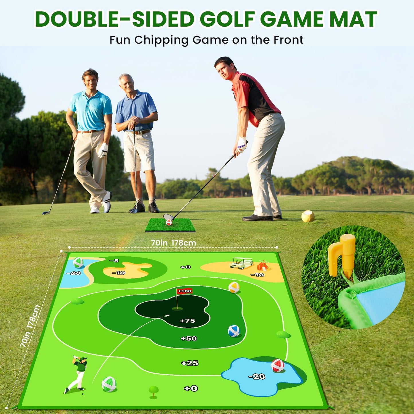 LYDARZ Battle Golf Game Chipping Practice Mat, Perfect for Chipping and Swing Training, Backyard Games Golf Hitting Mat, Ideal for Golf Parties and Fun Activities
