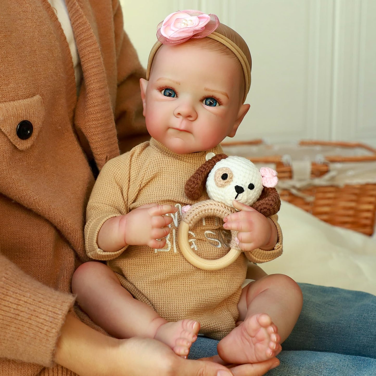 KSBD Realistic Reborn Baby Dolls - 20 Inch Cute Silicone Baby Girl Doll， Lifelike Newborn with Full Vinyl Body， Real Life Baby Dolls with Accessories for 3+ Years Old Kids Gifts