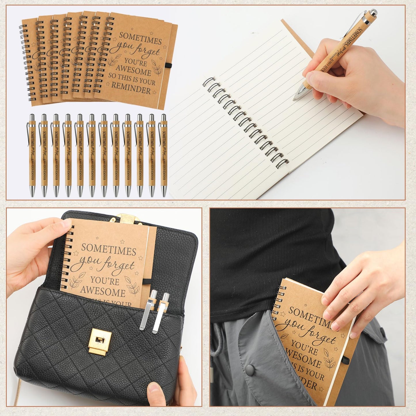 Yeaqee 100 Pcs Employee Appreciation Gifts Inspirational Gifts Set Mini Spiral Notebooks with Pen May You Be Proud of The Work You Do Motivational Thanks Gift for Staff Coworkers (Motivational Style)