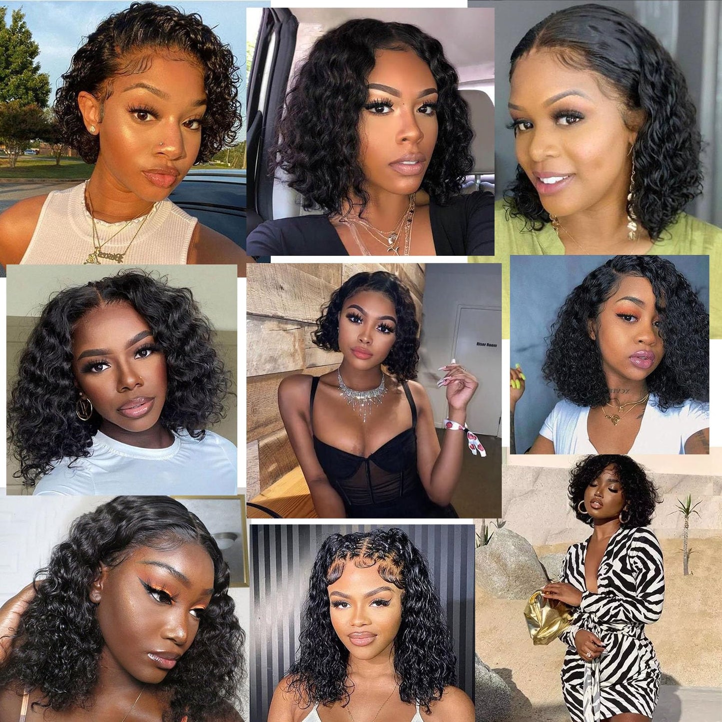 JTdebade 12 Inch Human Hair 4 Bundles Deep Wave Human Hair 100% Unprocessed Virgin Hair 12A Grade Natural Color Hair Extensions for Black Women(12'' 12'' 12'' 12'')