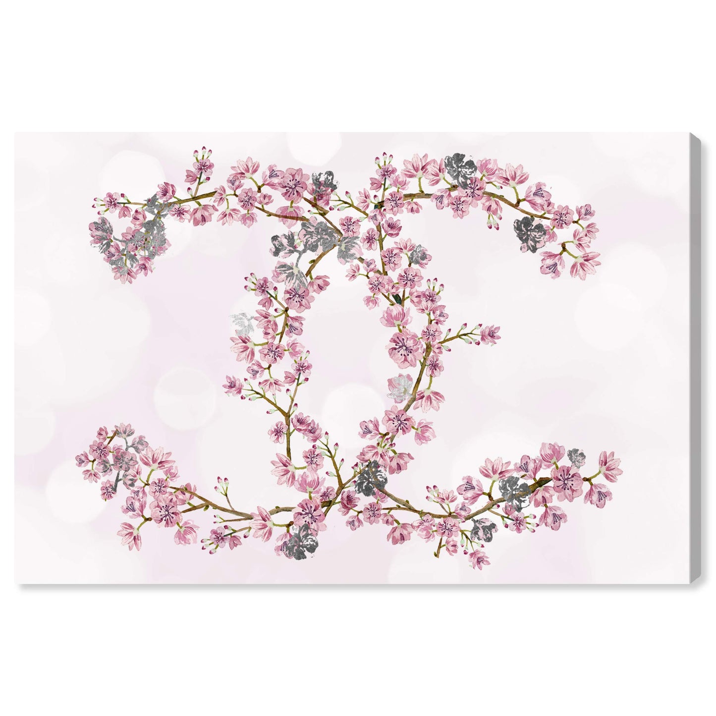 The Oliver Gal Artist Co. Fashion and Glam Wall Art Canvas Prints 'Sakura Love Silver' Home Décor, 30" x 20", Pink