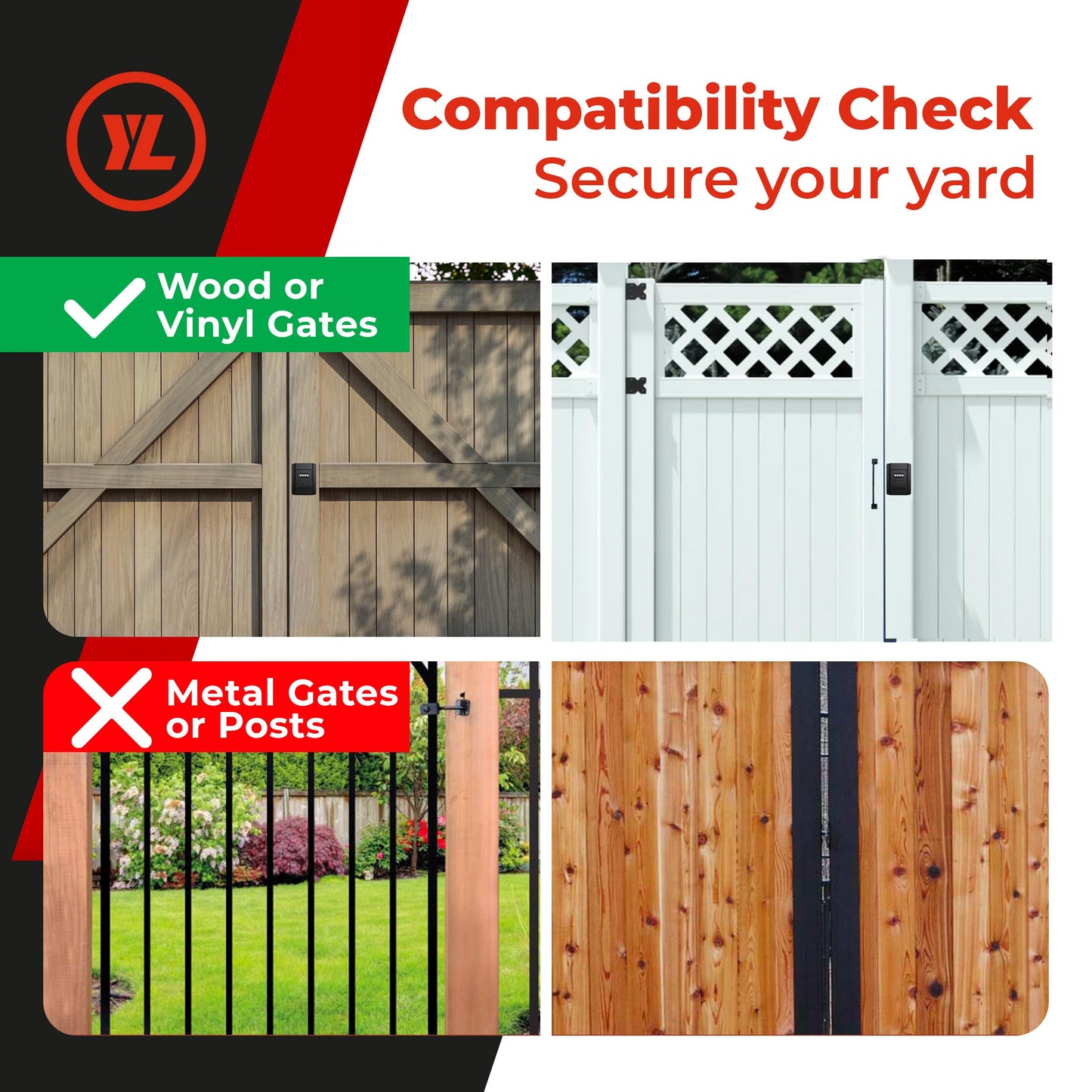 Gate Lock – Secure Keyless Fence Lock and Latch with 2-Way Access – Strong Durable System for Theft Prevention and Home Security, Easy Installation on Wood or Vinyl Gates/Fences (Regular – 1-Pack)