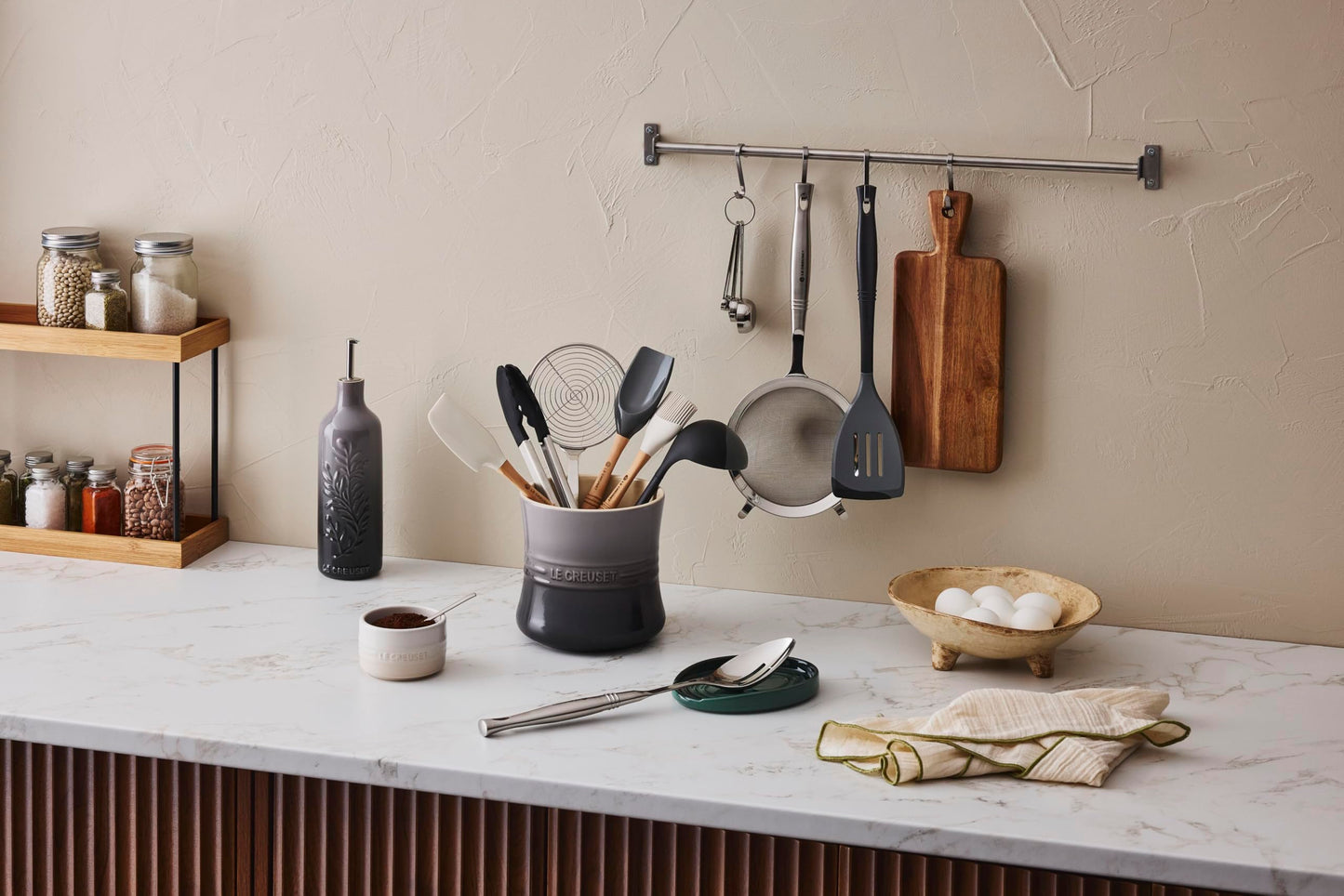 Le Creuset Stoneware Utensil Crock, 2.75 qt., Flame