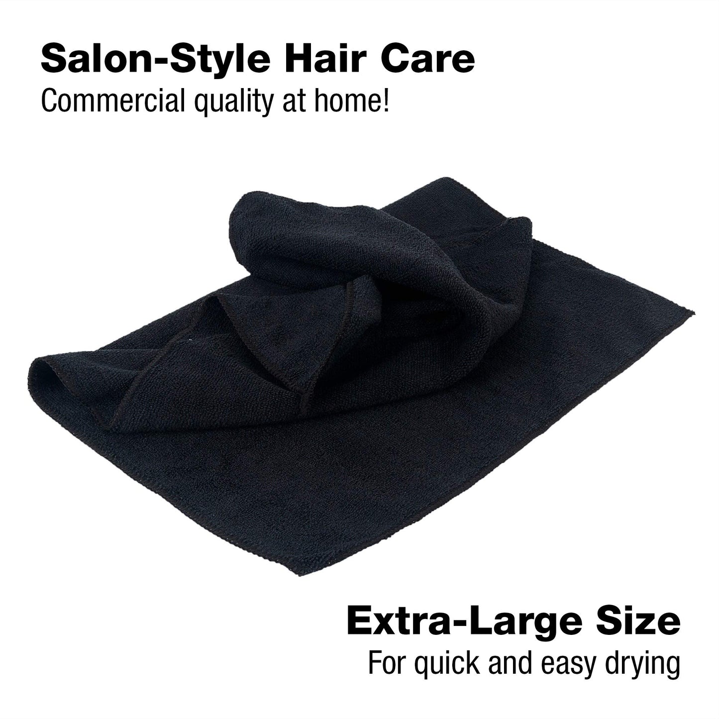 Eurow Microfiber Bleachproof Ultra Absorbent Salon Towels, 16 x 29 Inches, 10-Pack, Black