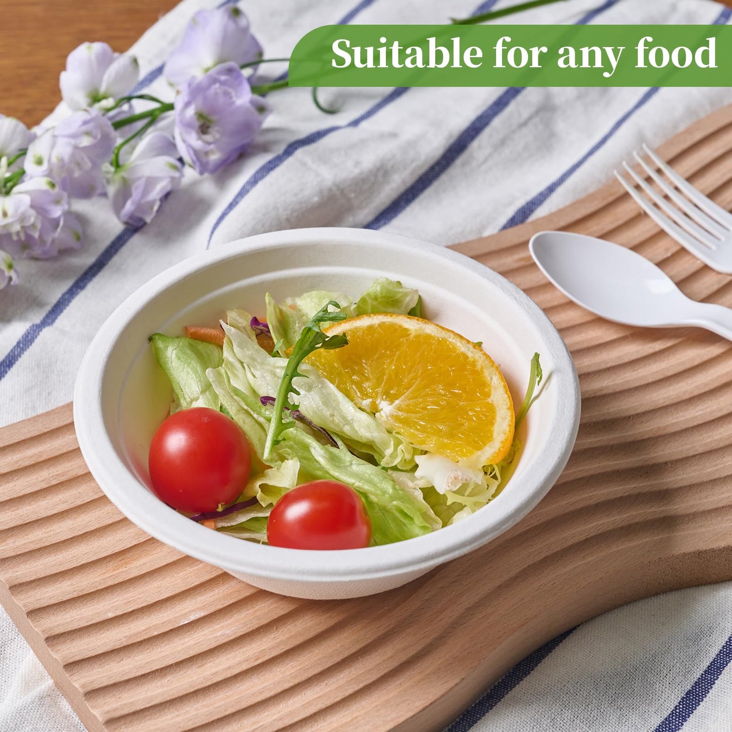 ECOLipak 500 Pack 12 oz Paper Bowls Disposable, Heavy-Duty Biodegradable Compostable Bowls Made of Natural Sugarcane Bagasse, Suitable for Salad, Dessert, Milk, Cereals