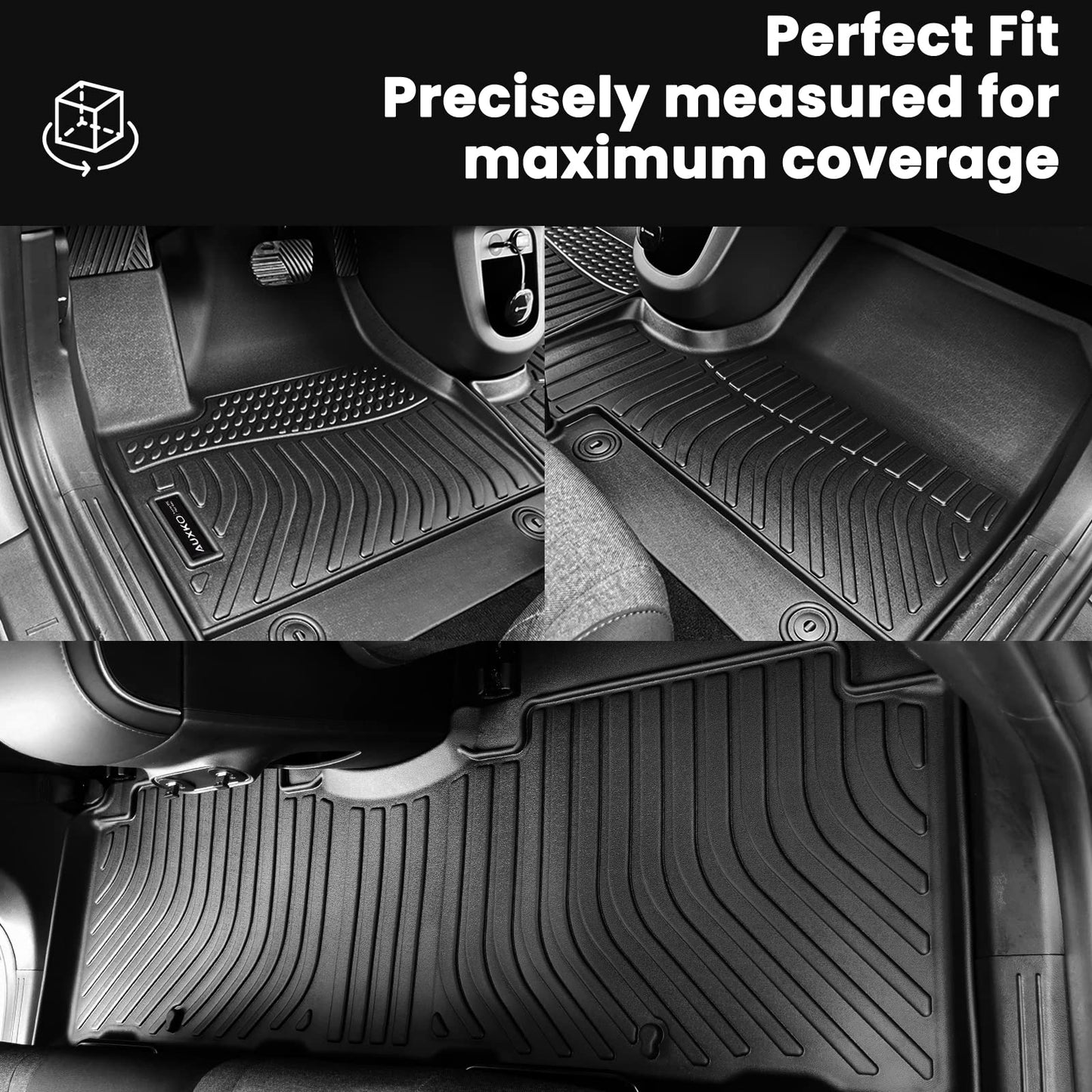 AUXKO All Weather Floor Mat Fit for Kia Soul 2026 2025-2020 TPE Rubber Liners Soul Accessories All Season Guard Odorless Anti-Slip Liner Black
