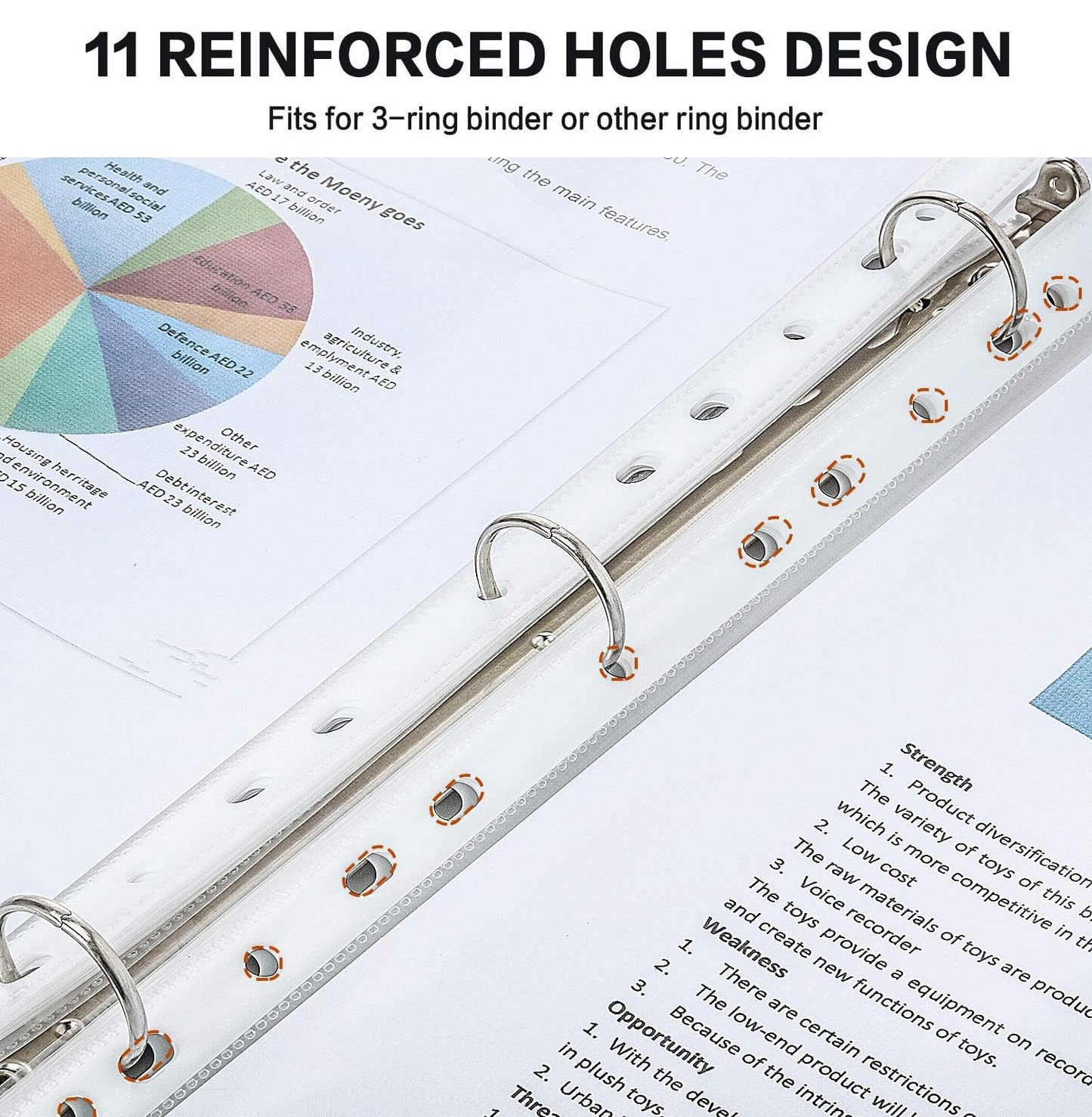 Sheet Protectors, PANDRI 1000 Pack Clear Heavy Duty Plastic Page Protectors Sheet Reinforced 11-Hole Fit for 3 Ring Binder Fits Standard 8.5 x 11 Paper, 9.25 x 11.25 Top Loaded, Excluding Acid