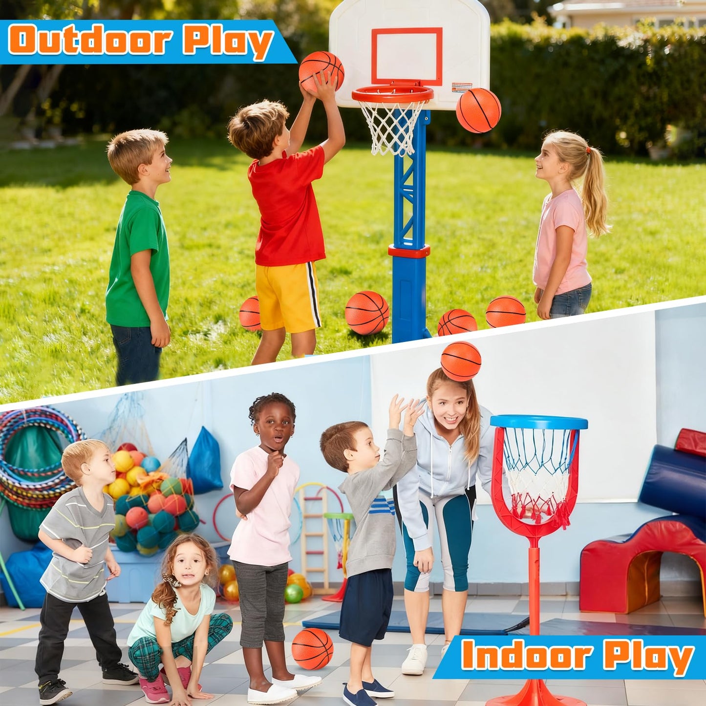 Hymaz 24 Pcs Mini Basketballs 4 inch Basketball with Ball Pump for Indoor and Outdoor Basketball Hoop,Party Favors Balls Playground Games Sport Toys Ball for Kids Adults