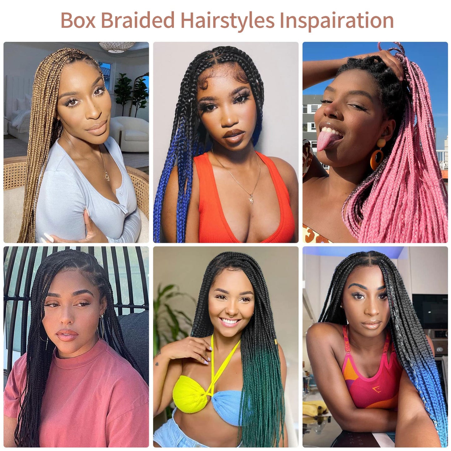Lexqui 36'' Knotless Box Braided Wigs for Women Braided Lace Wigs Triangle Lace Front Braided Wig Human Hair Blended Full Double Lace Braided wig with Baby Hair Braid Lace Front Wig