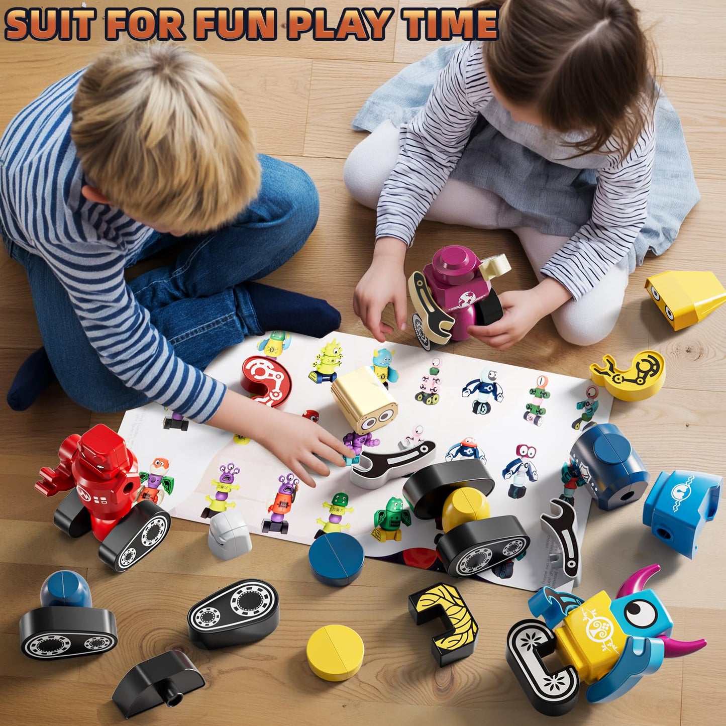 Magnets Robot Building Toys - 36 PCS Monsters Stacking Blocks Set with Box