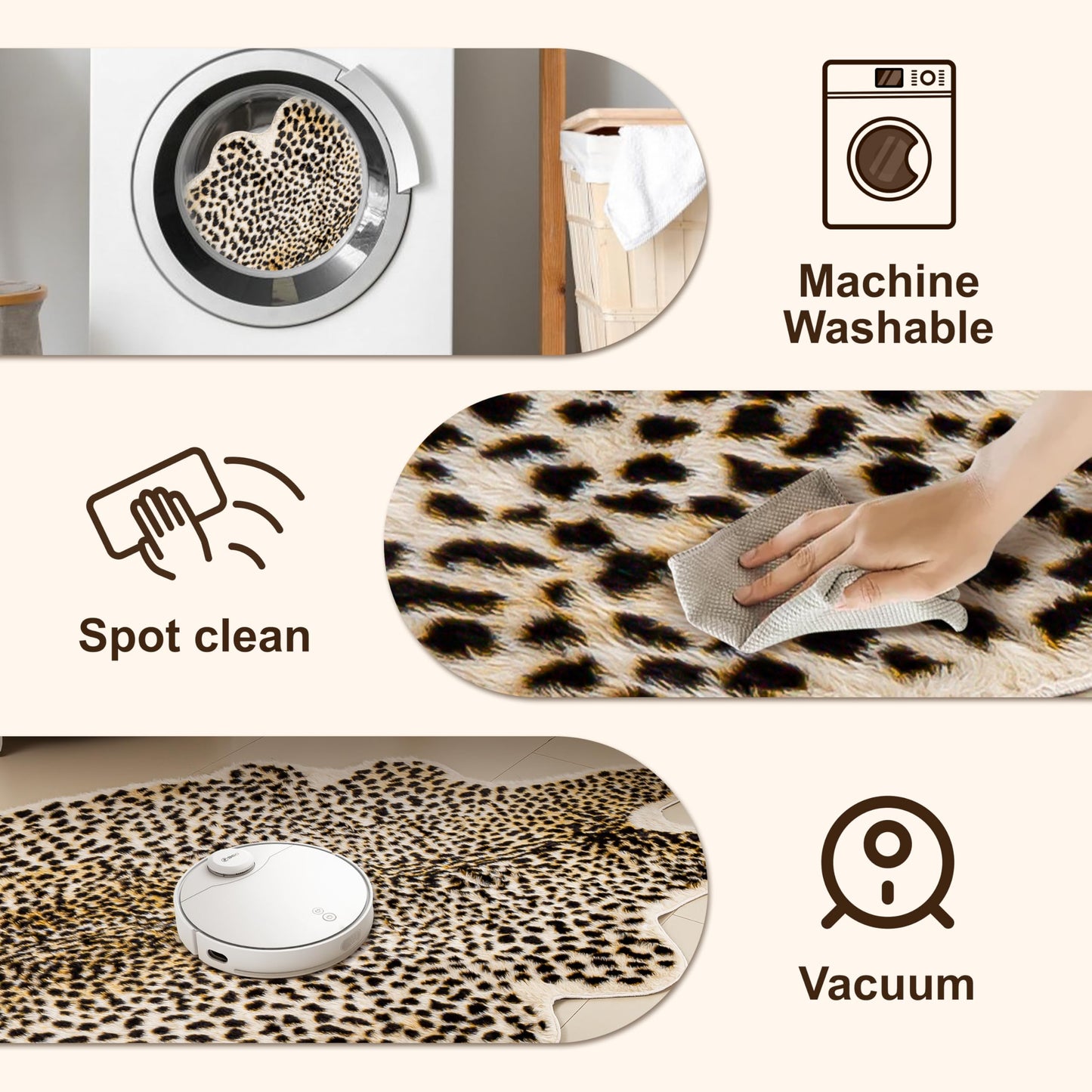 WARM HAVEN Cheetah Print Rug, Leopard Rug 5.2x7 Faux Animal Print Skin Cheetah Area Rug for Bedroom Living Room Animal Fur Hide Rustic Antelope Multicolor