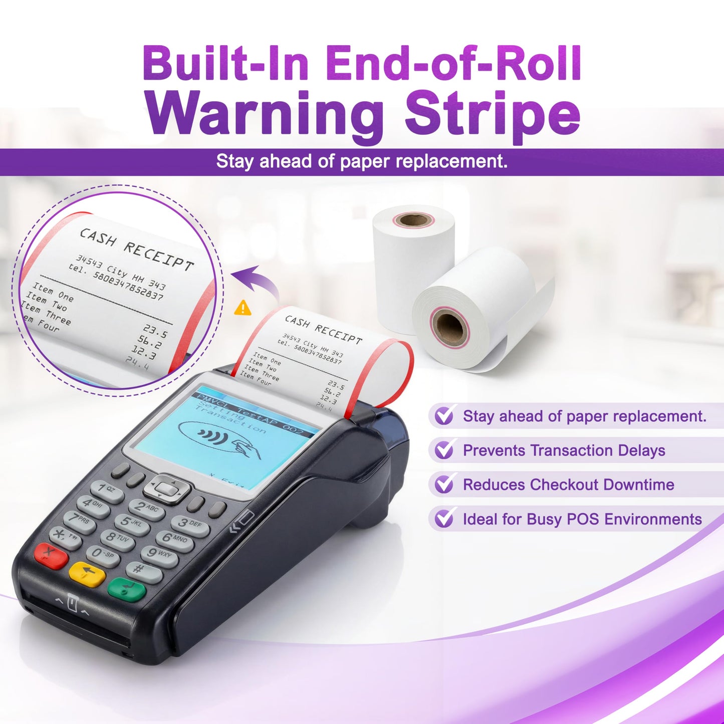 Verifone & Ingenico Thermal Paper Rolls 2 1/4" x 55' (50 Pack) BPA Free Receipt Paper for VX520 VX680 T650 V400m ICT220 ICT250 Desk 3500 Move 5000 Credit Card Machine