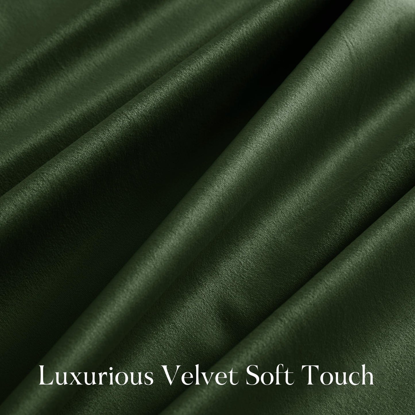 NICETOWN Olive Green Velvet Curtains 96 inch Long for Living Room, Thermal Insulated Energy Saving Super Soft Calming Luxury Blackout Window Treatments for Bedroom Elegant Decor, 52 Wide 2 Panels