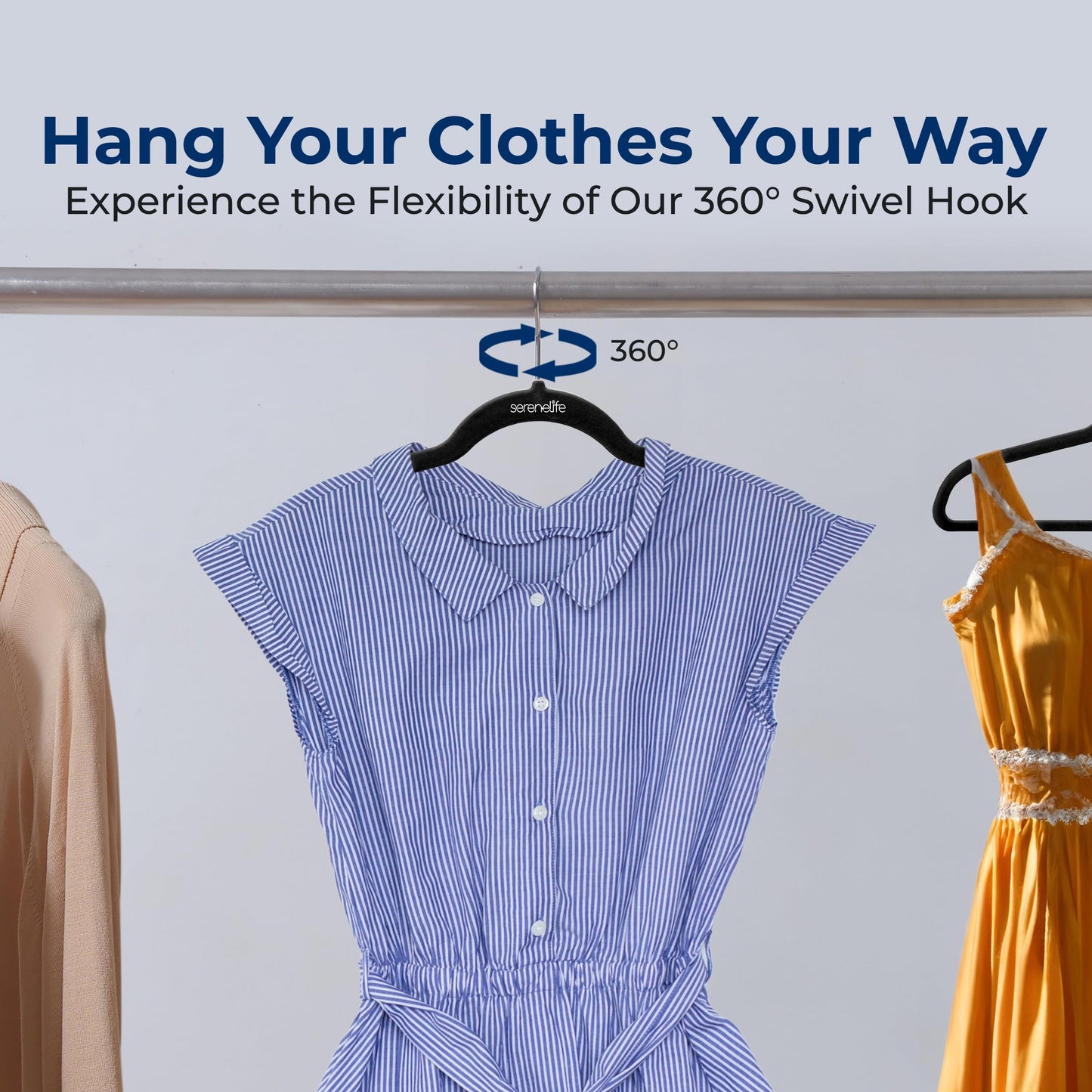 SereneLife Velvet Hangers – 100 Pack, Slim & Space Saving for Closets