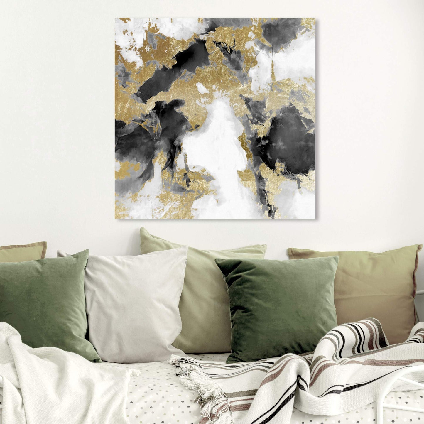 Wynwood Studio Abstract Wall Art Canvas Prints 'Explosive Shade White and Gold' Home Décor, 30 in x 30