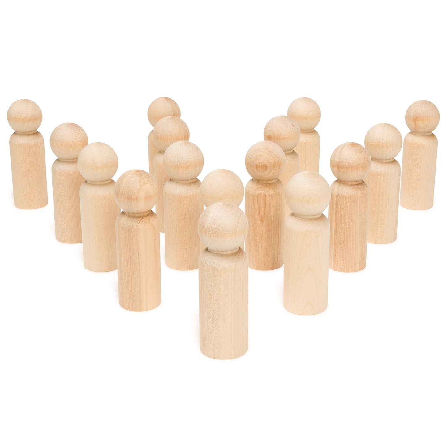 Large Wooden Peg Dolls 3-1/2 inch, Pack of 25 Unfinished Jumbo Dad Peg Doll Figures for Peg People Crafts
