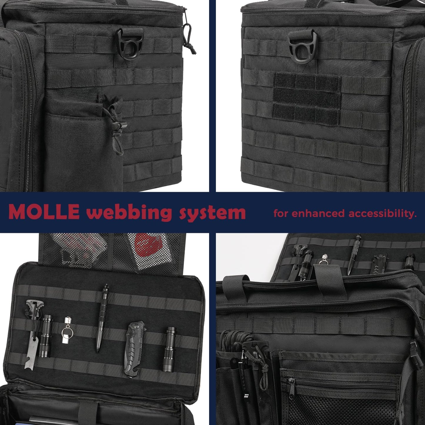 SCAVATA Patrol Bag Law Enforcement, Police Gear Car Front Seat Vehicle Organizer Bags with MOLLE System (Black)