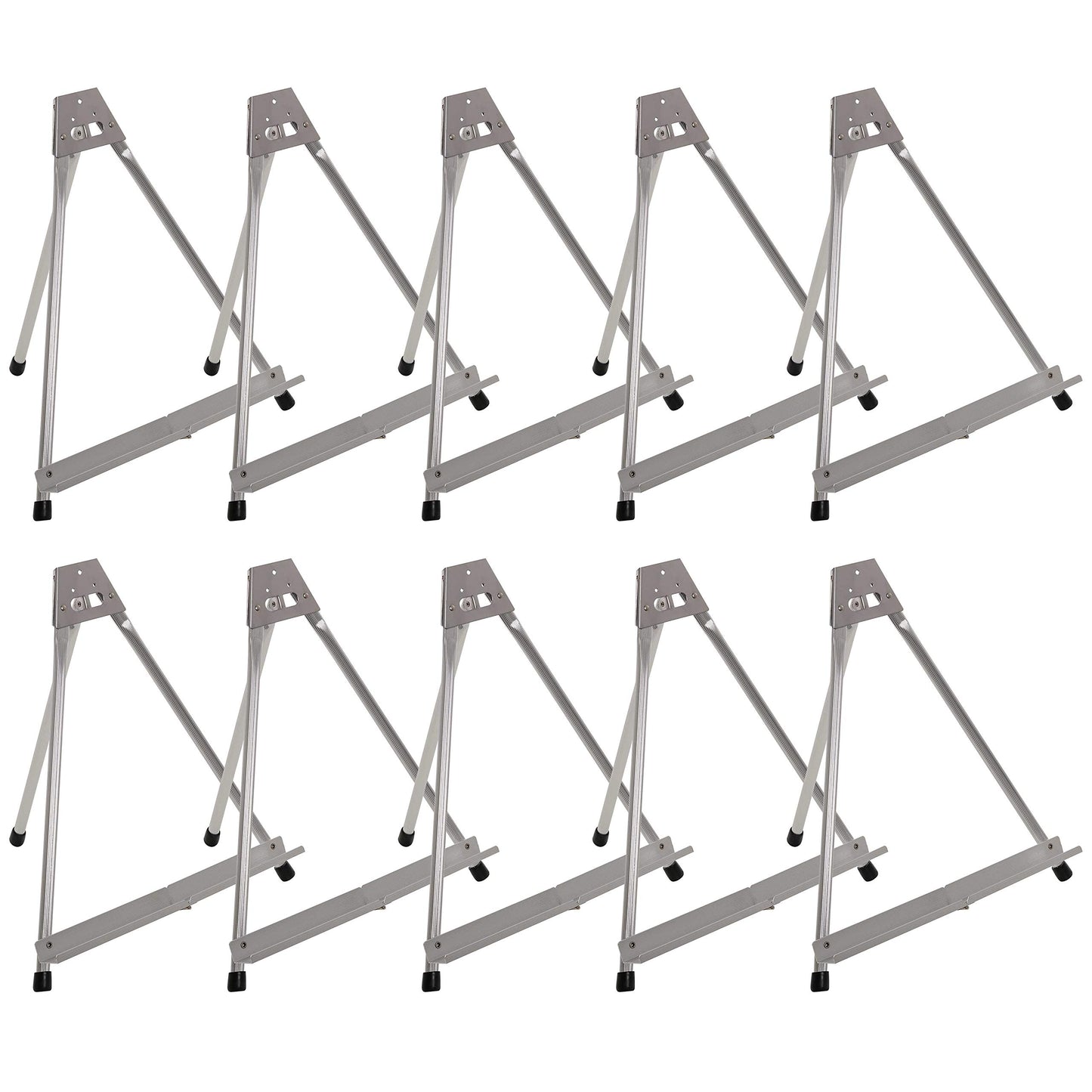 U.S. Art Supply 15" High Aluminum Tabletop Display Easel (Pack of 10) - Collapsible Folding Frame, Portable Artist Tripod Stand - Holds Canvas, Paintings, Books, Presentations, Photos, Pictures, Signs