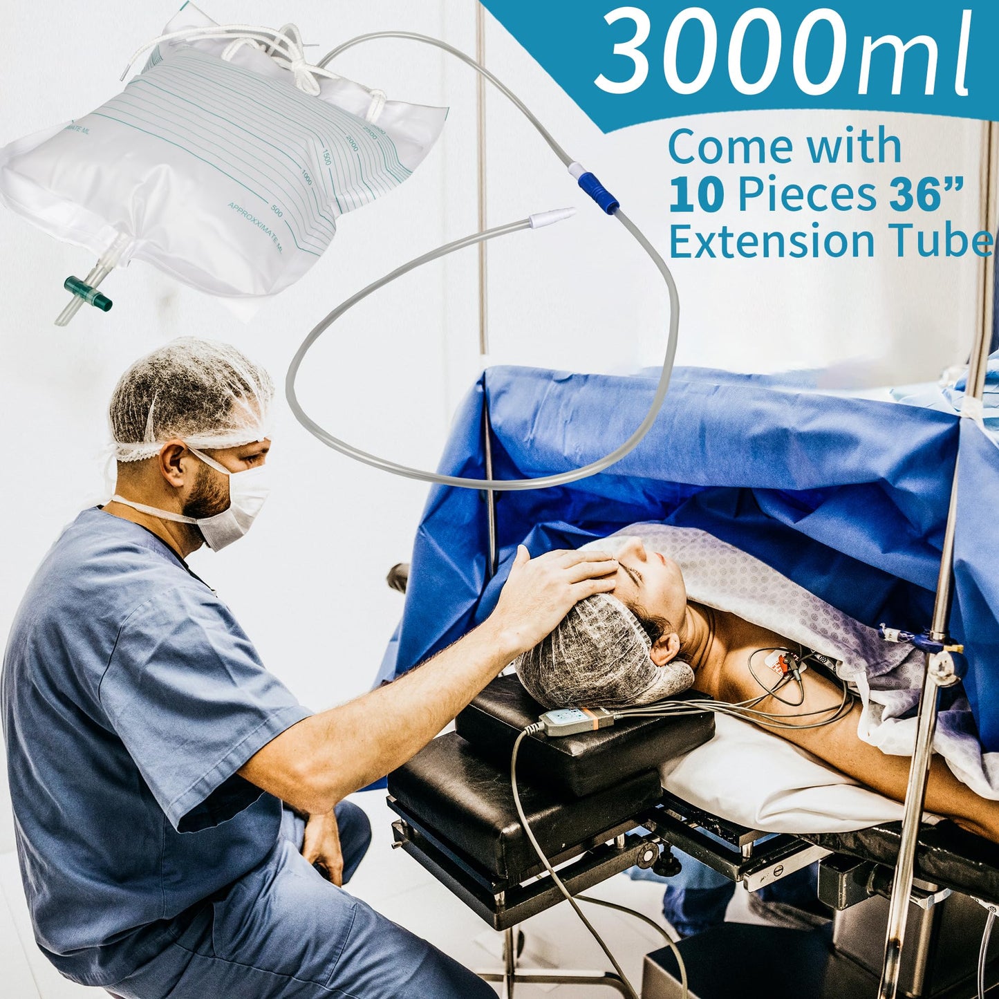 10 Packs Urinary Drainage Bags, Overnight Drain Bags with Anti-Reflux, Extra Large Volume 3000ml Urine Bag, Urinary Bags Universal Fit
