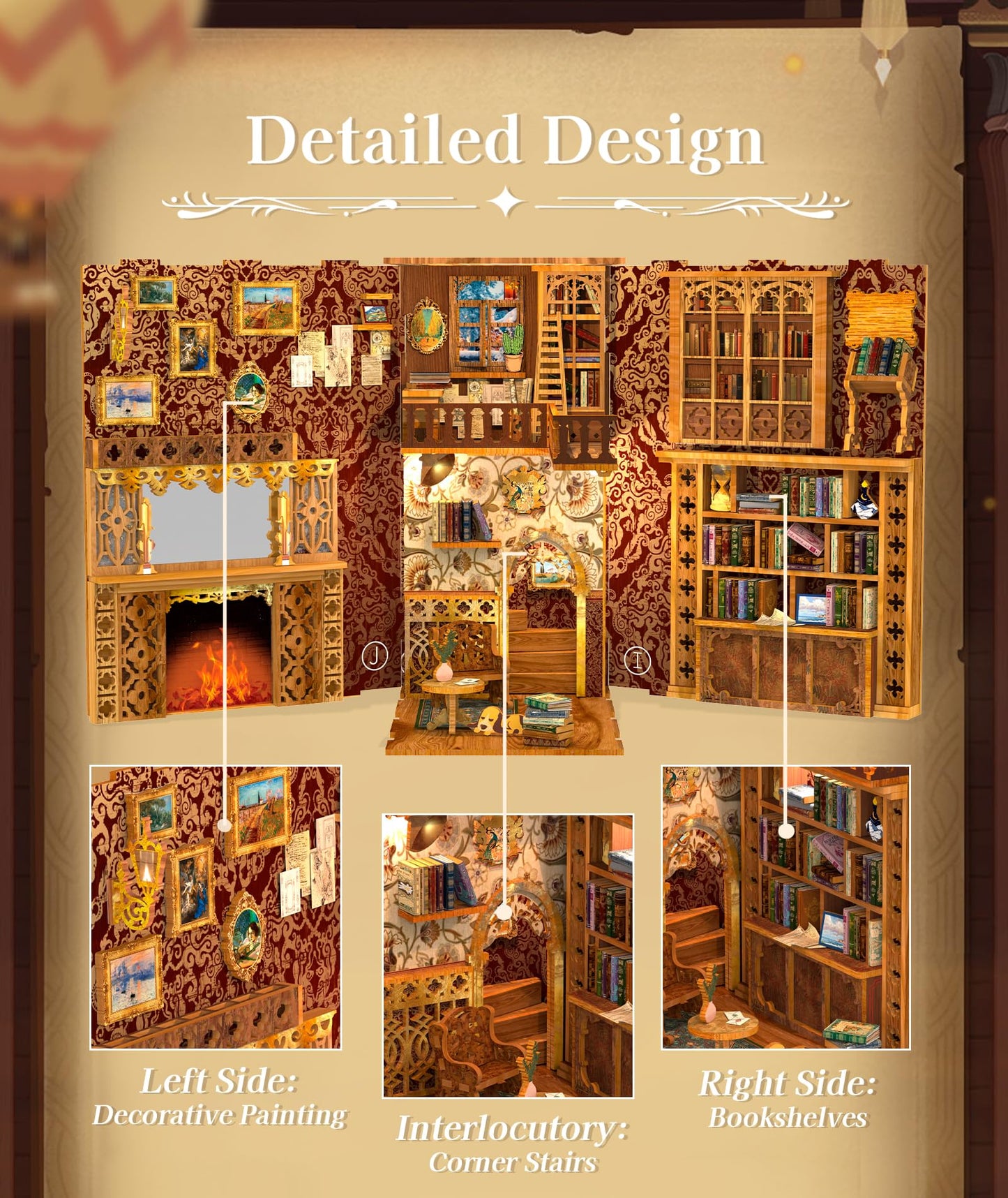 Cutefun Book Nook Kit, DIY Miniature House Kit for Adults, 3D Wooden Puzzle Bookend Bookshelf Insert Decor with LED Light and Dust Cover, Booknook Gifts for Book Lovers (Eternal Bookstore)
