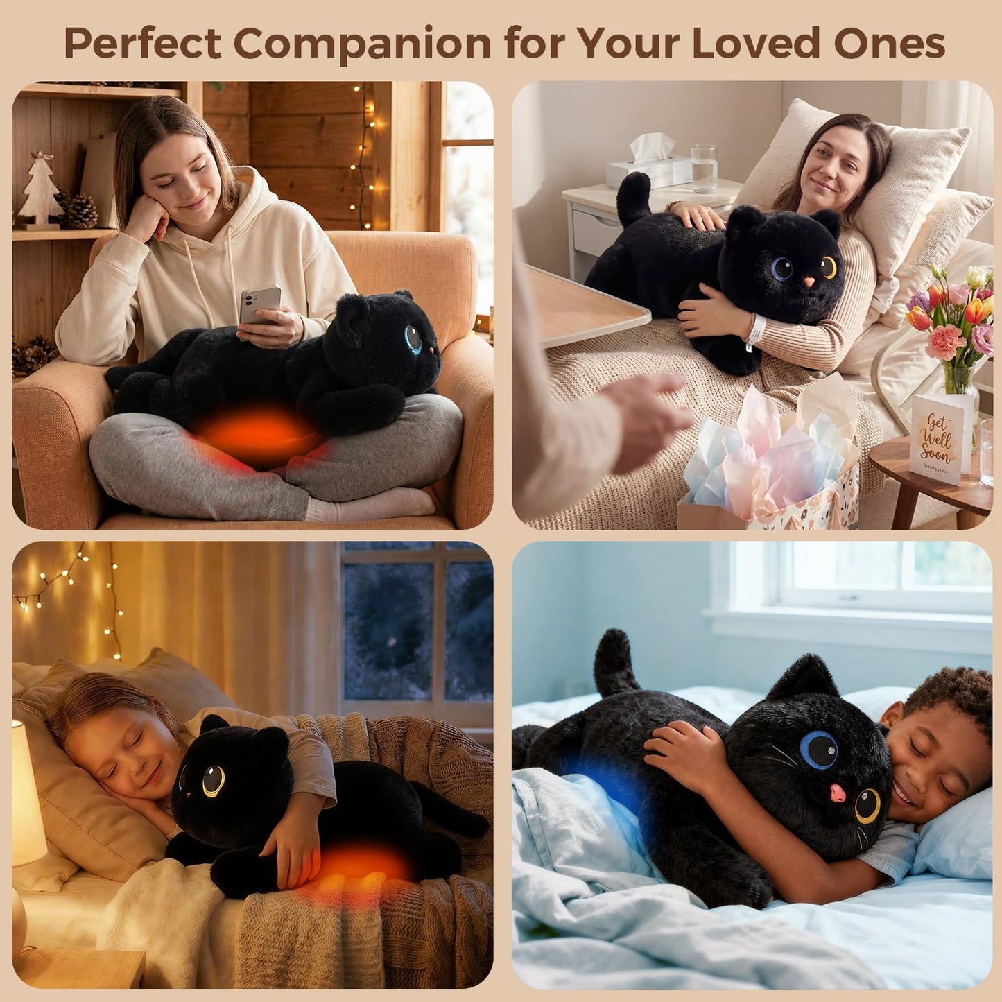 Mewaii Weighted Stuffed Animals with Microwavable Heating Pad - 5 lbs Adjustable, Heatable & Coolable Cat Plush for Realistic Hug, Removable Inner Pad, Perfect Plush Gift for Kids, Adults (23 Inch)