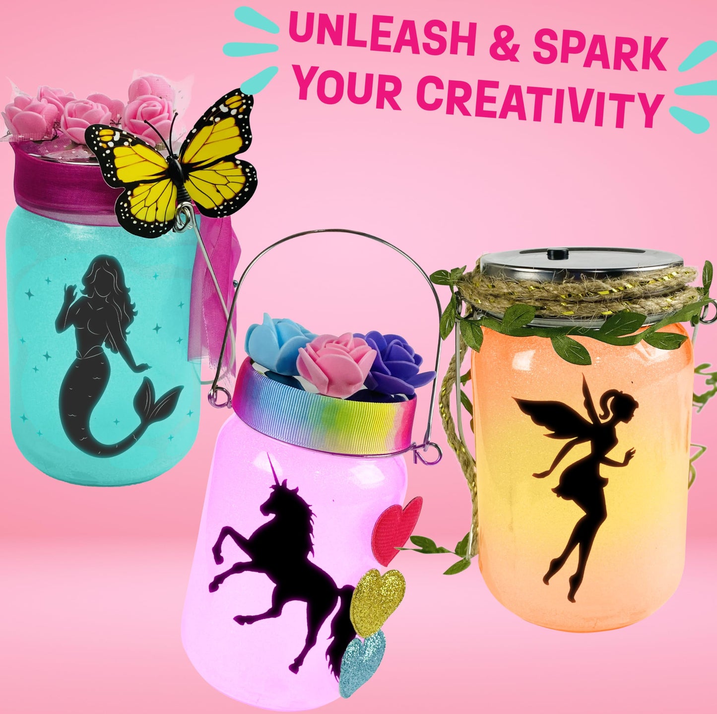 WOOODLIFY Fairy Lantern Craft Kit - Gift for Kids Girls - Jar Night Light DIY Garden Decor Art Project, Creative Activities for Birthday Party and School