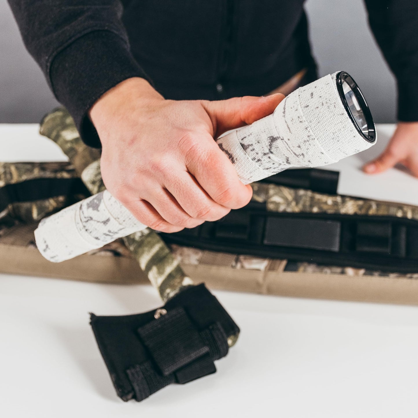 GEAR AID Camo Form Self-Cling and Reusable Fabric Camouflage Wrap, Adds Grip and Shield Hands from Hot or Cold Surfaces to Protect You and Your Equipment, Kryptek Highlander, 2” x 144” Roll, 2 Pack