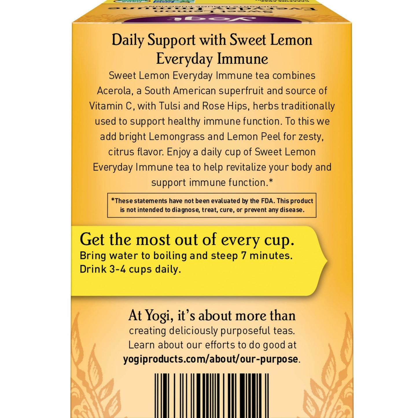 Yogi Tea Sweet Lemon Everyday Immune Tea - 16 Tea Bags per Pack (6 Packs) - Daily Immune Support Tea - Delicious Lemon Tea Bags - Includes Tulsi, Lemongrass, Rose Hip, Lemon Peel & More