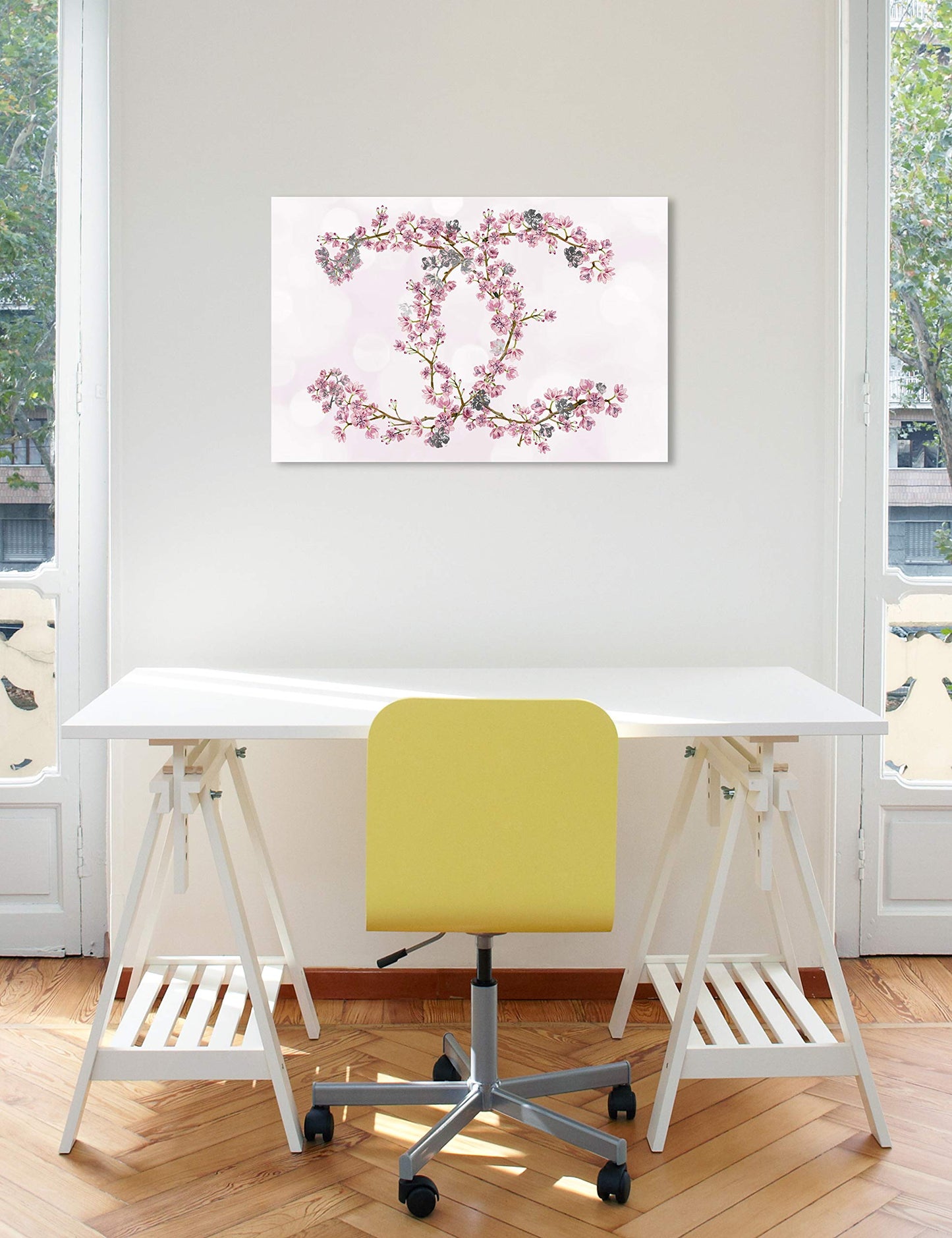 The Oliver Gal Artist Co. Fashion and Glam Wall Art Canvas Prints 'Sakura Love Silver' Home Décor, 30" x 20", Pink