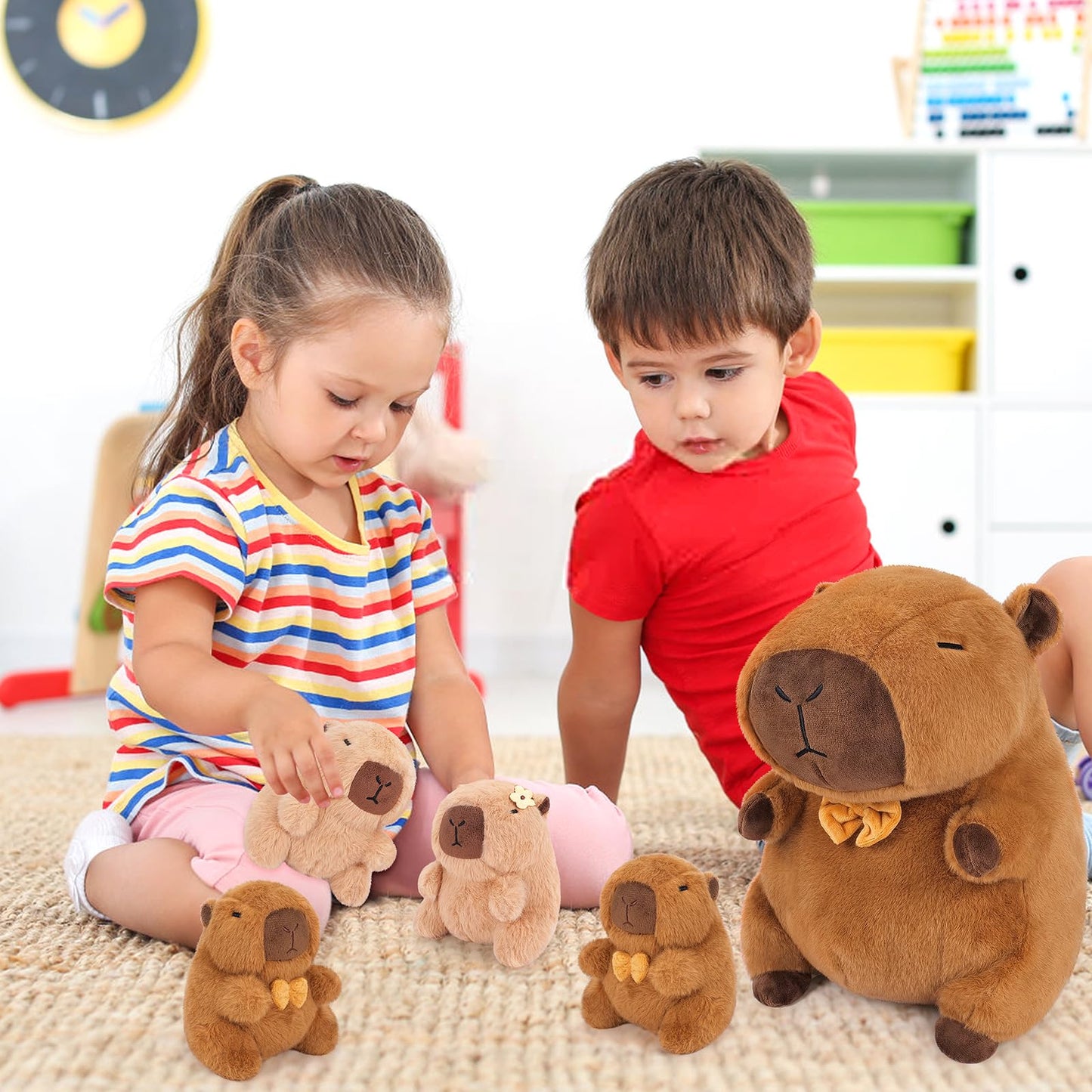 Achwishap 5PCS Capybara Family,Kawaii Cushion Doll for Kids Adult(16” Capybara Family)