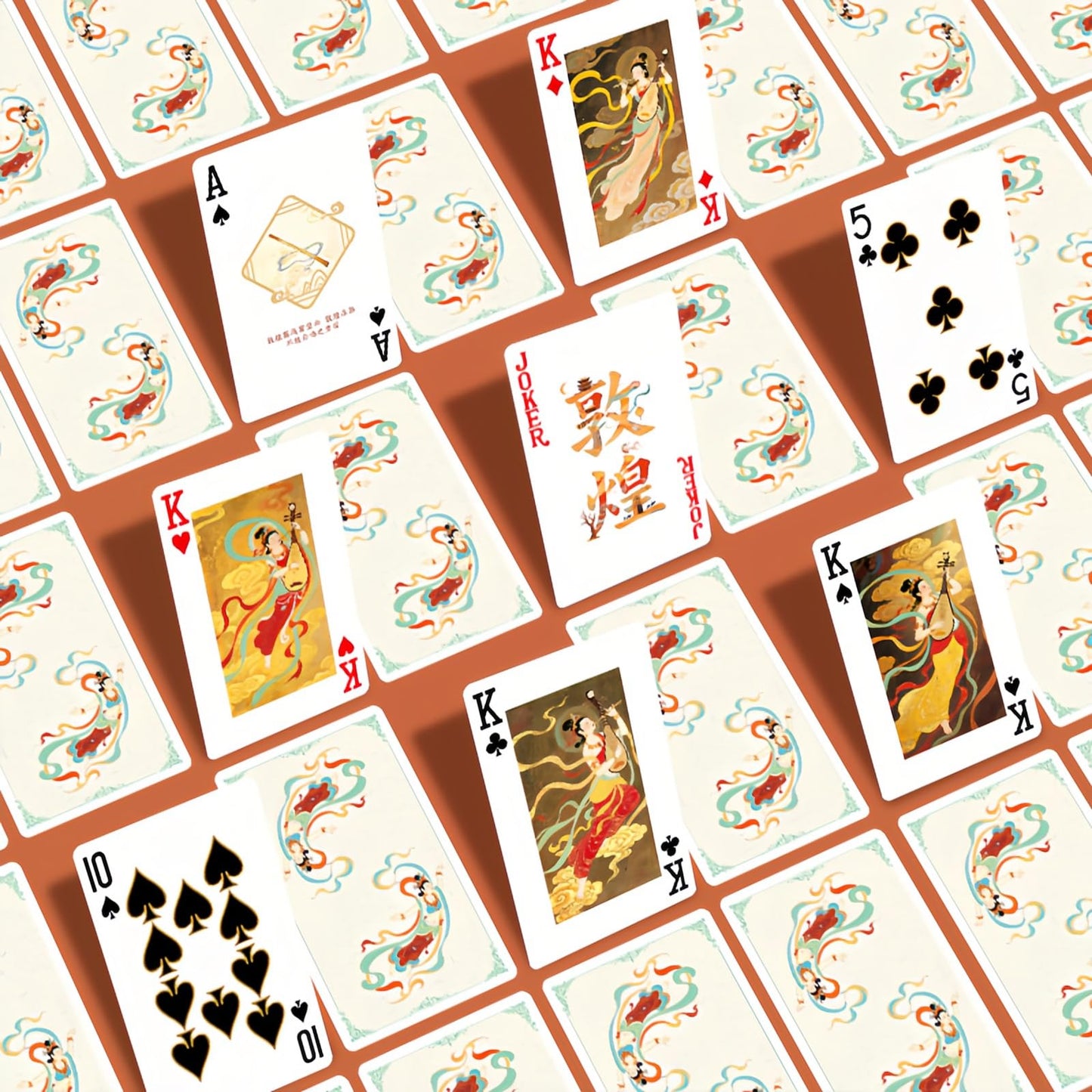 HUYUCC Luxury Dunhuang Art Playing Cards Set, 8 Decks of Cards with Traditional Chinese Mural Esthetic, Unique Size 2.36" x 3.78" (6x9.6cm), Premium Quality for Poker, Collectors, and Cultural Gifts
