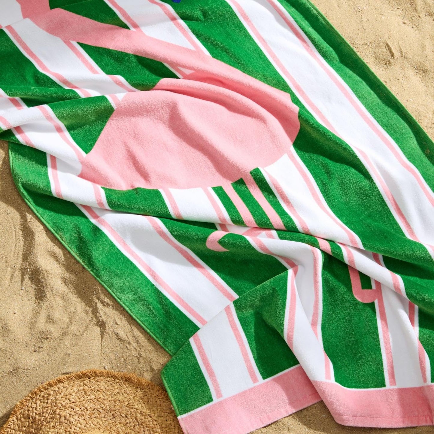 Jonathan Adler Oversized Velour Printed Beach Towel, 35" x 70", Flamingo