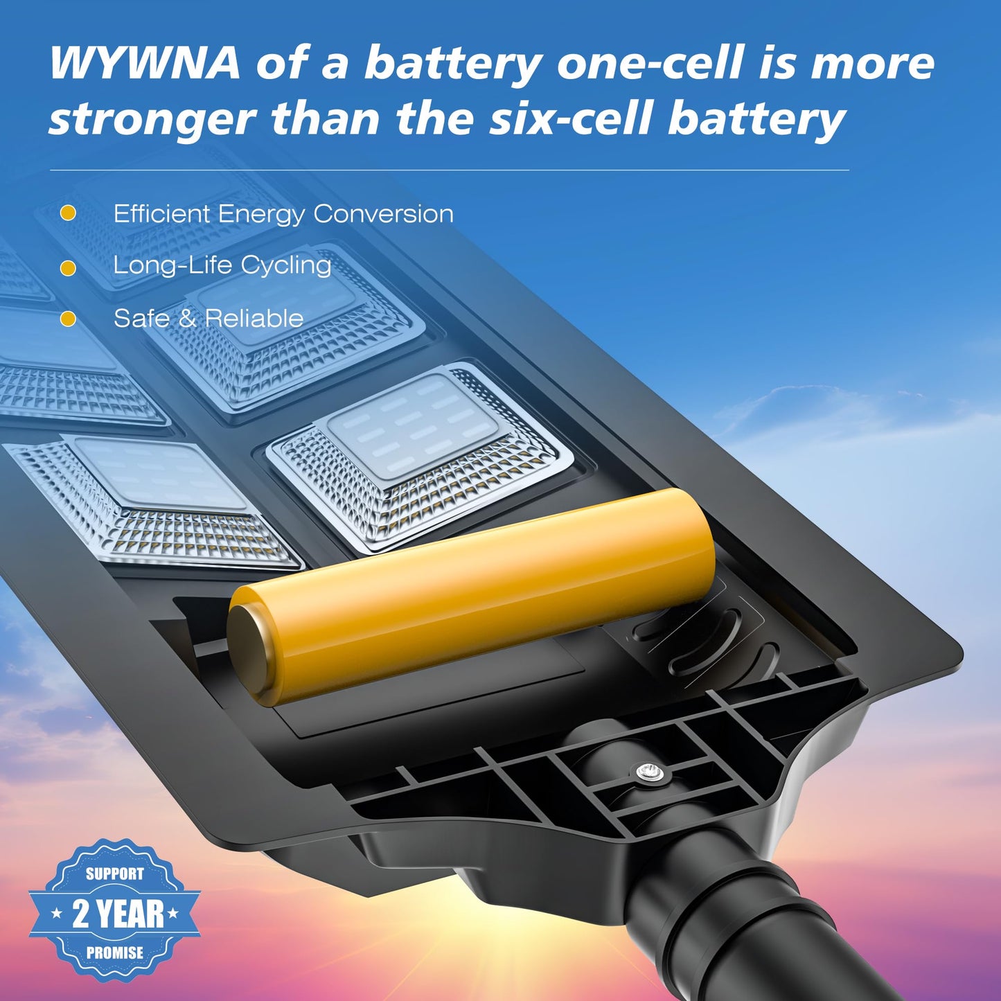 WYWNA Solar Street Lights Outdoor Waterproof, 6000K LED Dusk to Dawn Solar Light, Solar Flood Lights with Motion Sensor and Remote Control, Solar Parking Lot Lights 2-Pack