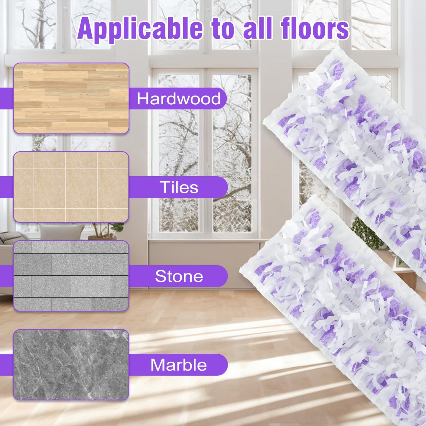 60 Pack Power Mop Refill Pads for Swiffer Power Mop, Disposable Spray Wet Pads Refill for Swiffer PowerMop Multi-Surface Mopping Pad Refills,Mop Head Replacement for Floor Cleaning