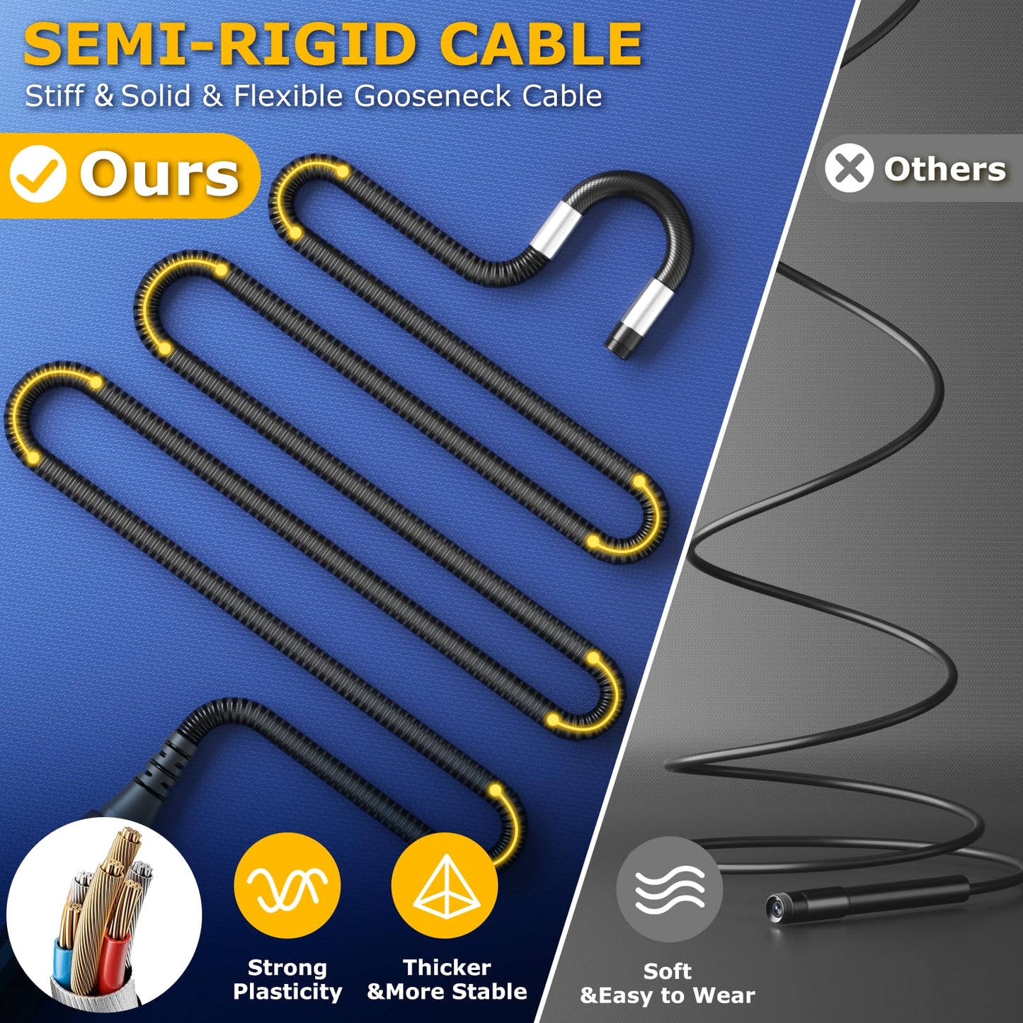 Two-Way Articulating Borescope with Light, UJOYOK Industrial Endoscope with Snake Scope Camera, Borescope Inspection Camera with Light for Automotive & Aircraft Mechanics, 5.5FT