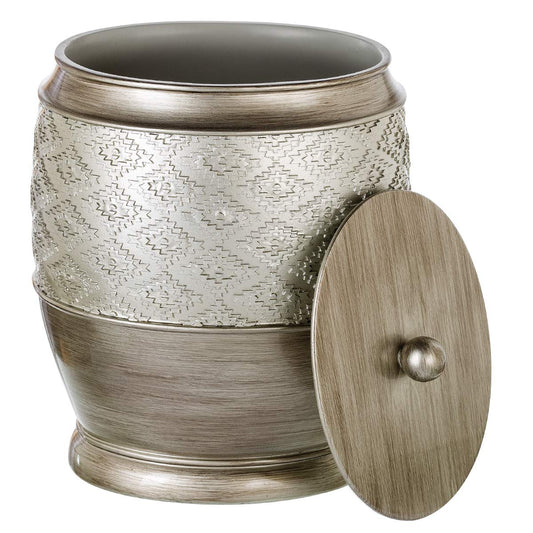 Creative Scents Dublin Silver Small Bathroom Trash Can with Lid - Brushed Silver Garbage Can - Decorative Waste Basket for Bathroom Decor - Durable Wastebasket for Paper/Diaper