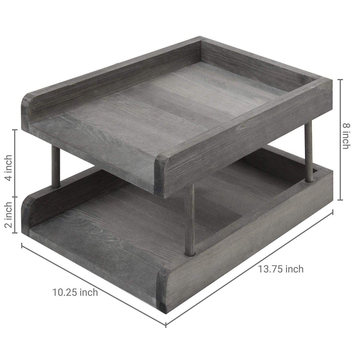 MyGift 2-Tier Rustic Gray Wood Paper File Organizer in and Out Tray/Office Desktop Document Holder Rack
