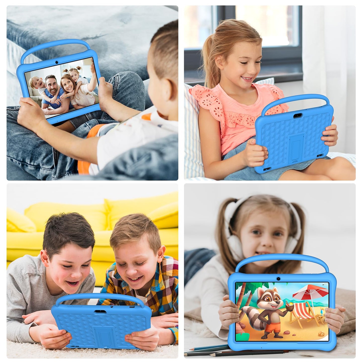 NEWISION 10 inch Kids Tablet, Android 13 Tabletas for Kids 2GB+64GB, Toddler Tablets with Case, 6000mAh, Bluetooth 5.0, WiFi,iWawa Pre Installed, Parental Control,Educational Games（Blue）