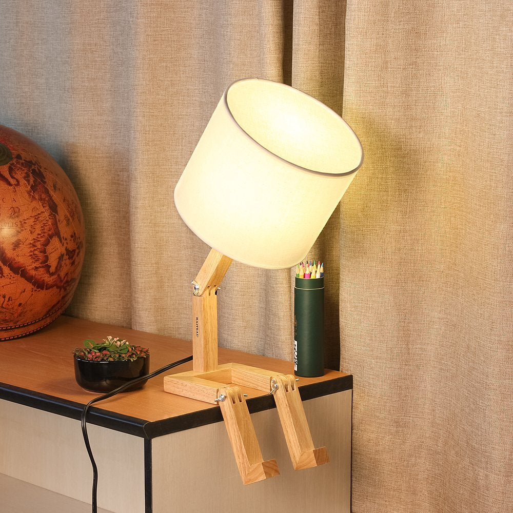 HAITRAL Cute Desk Lamp - Creative Table Lamp with Wood Base Changeable Shape Desk Lamp for Bedroom, Study, Office, Kids Room