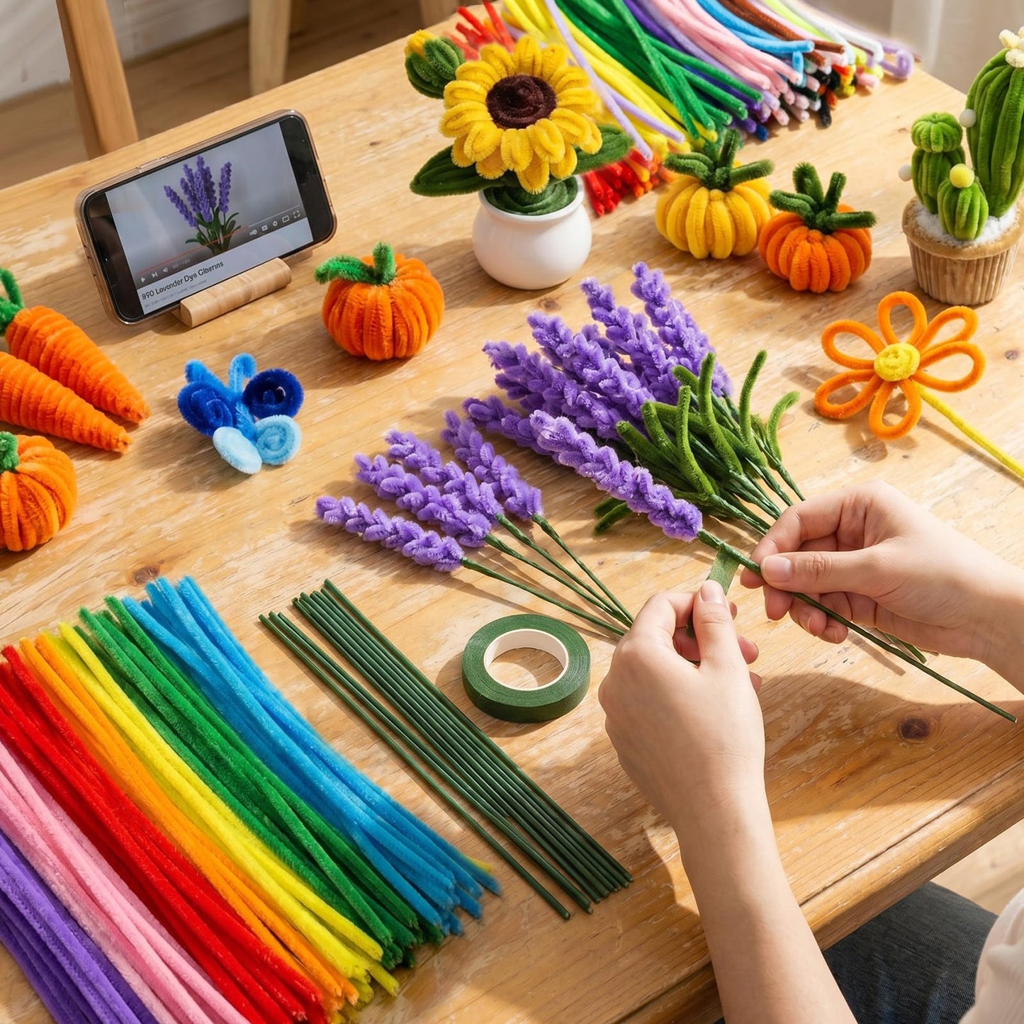 LOTWOW 1200PCS Pipe Cleaners Bulk 30 Colors, 18 DIY Projects & Video Guides