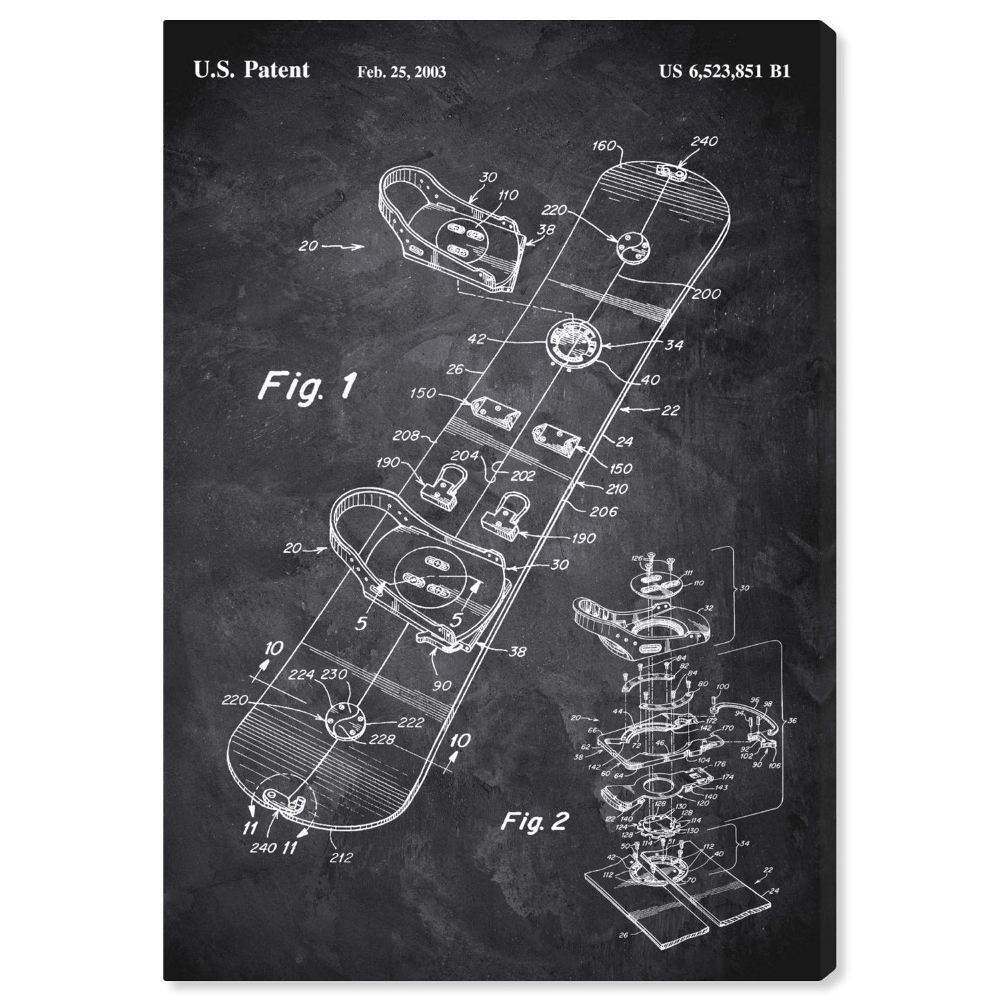 Wynwood Studio Sports and Teams Wall Art Canvas Prints 'Snowboard 2003 Chalkboard' Home Décor, 20x30