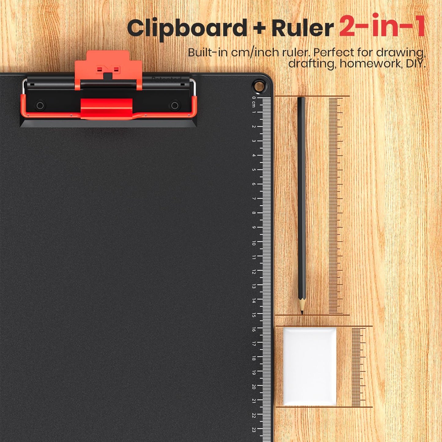 A4 Clipboard with Pen Holder,AlumFrame 2in1 HD Antislip Office/School 4P