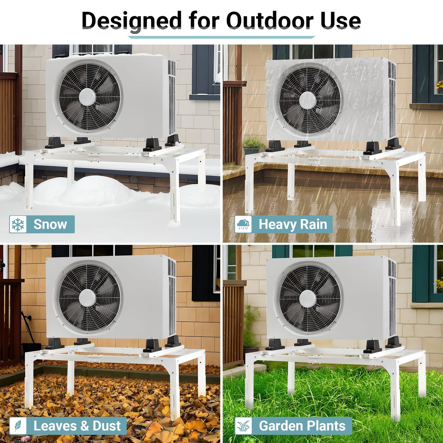 Eastrexon Mini Split Ground Stand, Adjustable Anti-Vibration Mini Split Stand w/ 400LBS Load Capacity, Heavy Duty AC Stand for 9,000-12,000 BTU Ductless Mini Split Air Conditioner Heat Pump