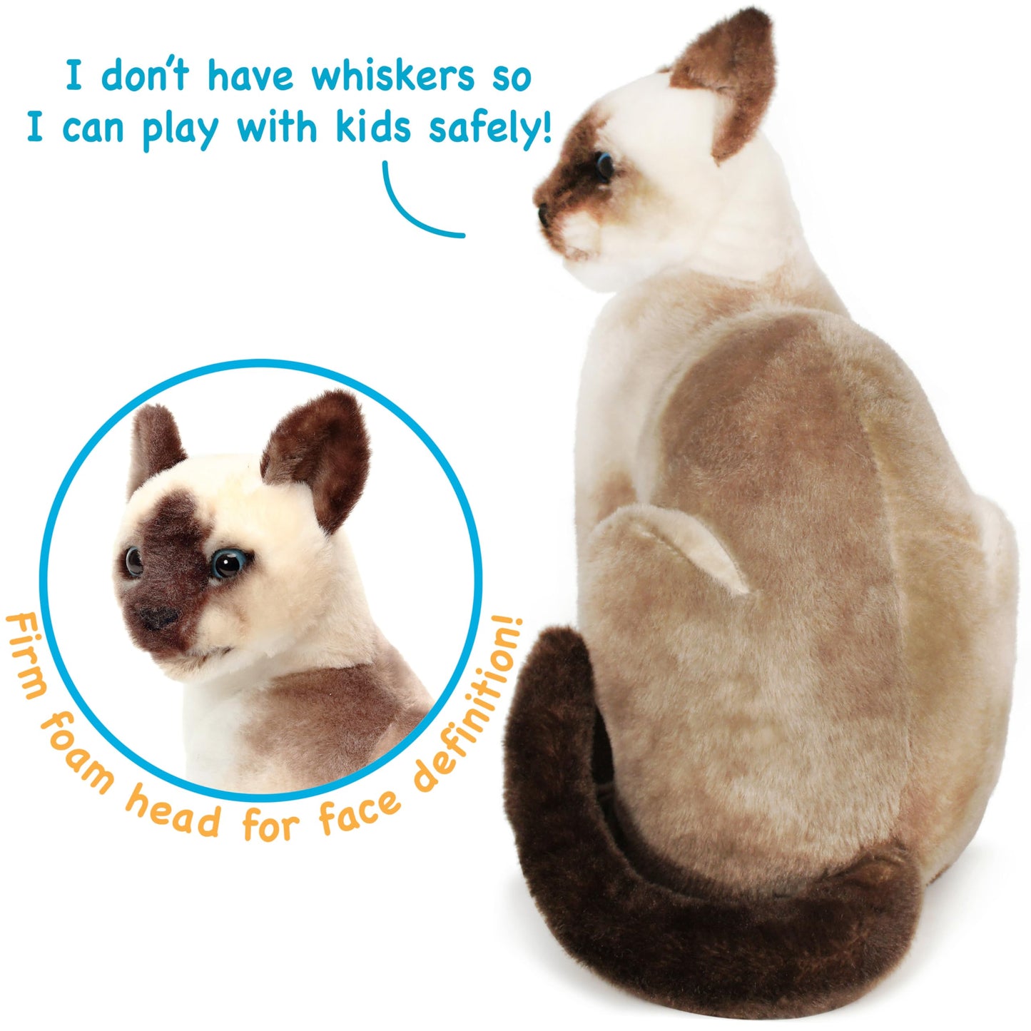 Stefan The Siamese Cat - 14 Inch Stuffed Animal Plush - by TigerHart Toys