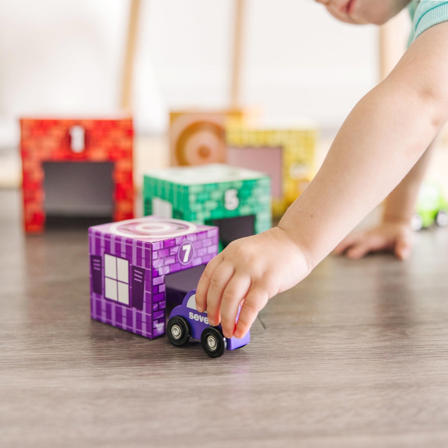 Melissa & Doug Nesting and Sorting Garages and Cars with 7 Graduated Garages and 7 Stackable Wooden Cars - FSC CertifiedNumbers Learning Toys, Sorting and Stacking Toys for Toddlers Ages 2+